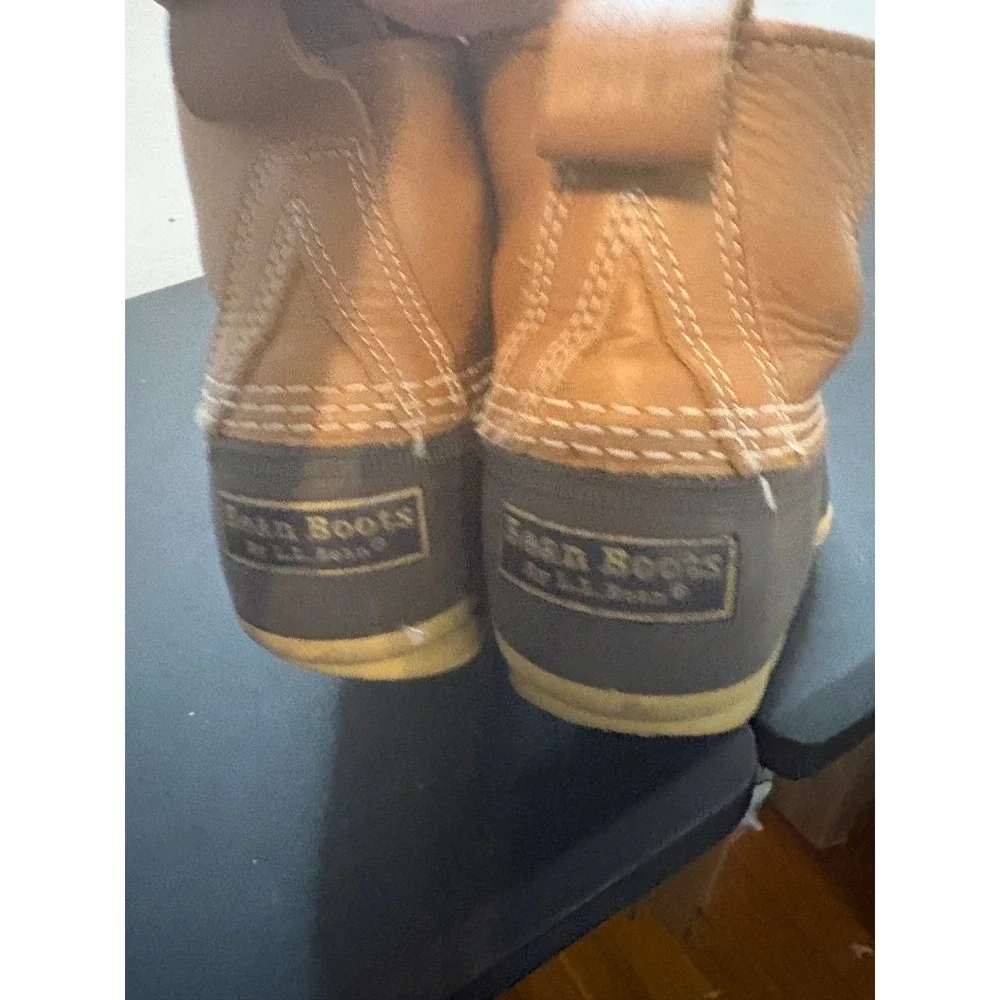 LL Bean 6 Inch Bean Boots Tan Brown Leather Rubber Duck Boots Made in Maine7m/9w